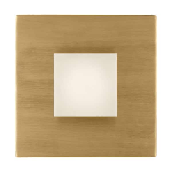 SCOTT LIVING Brander Modern 1-Light Satin Brass Dimmable Wall Sconce with Frosted Acrylic Shade