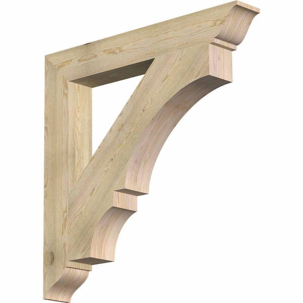 Ekena Millwork 6 in. x 44 in. x 44 in. Douglas Fir Balboa Traditional Rough Sawn Bracket