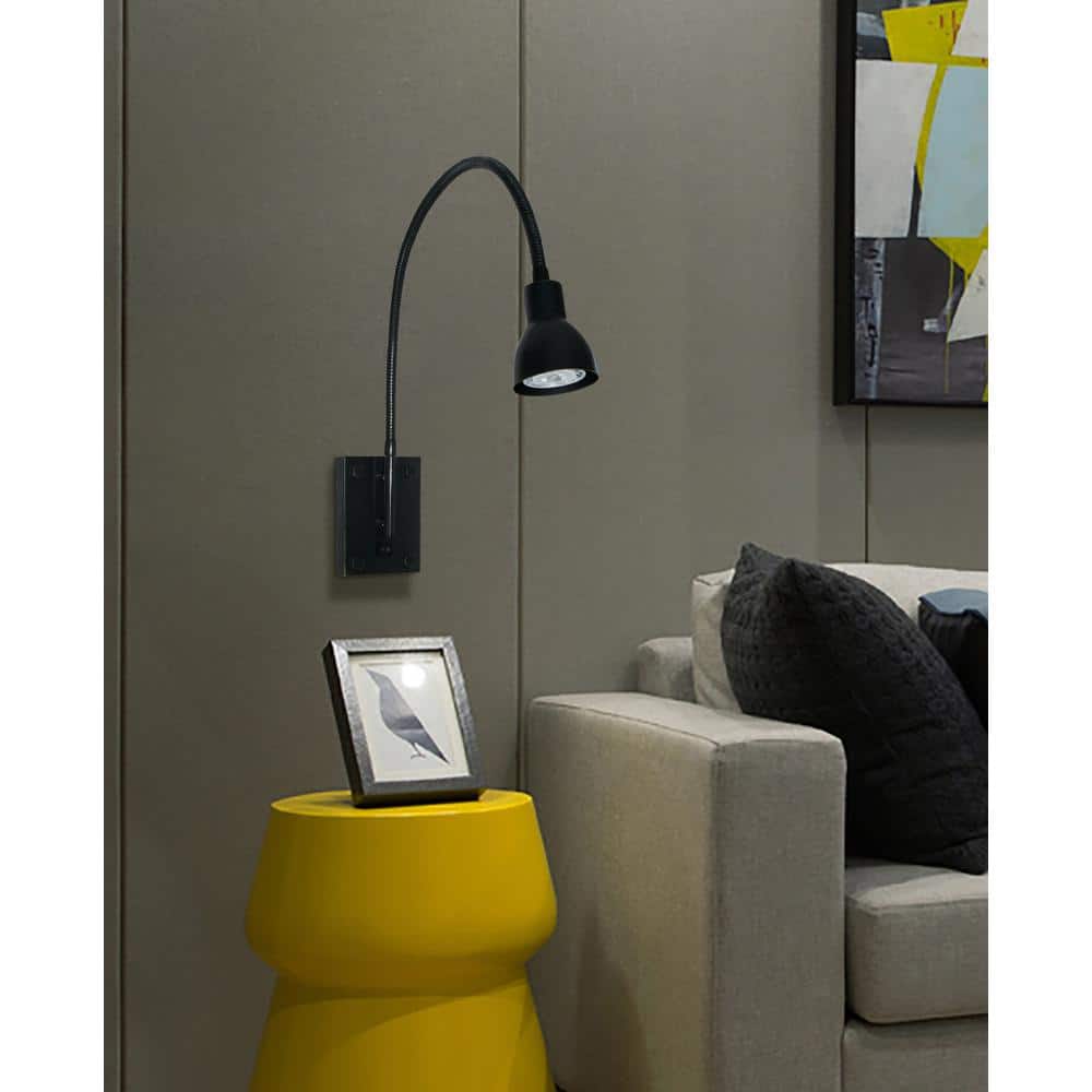 Transitional Dark Bronze LED Gooseneck Wall Sconce, 30.37 in