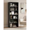 LACOO 70.8 in. Tall Black Wood 6-Shelf Standard Bookcase, Floor Standing Bookshelf for Home Office Library V-BC25-1005-0