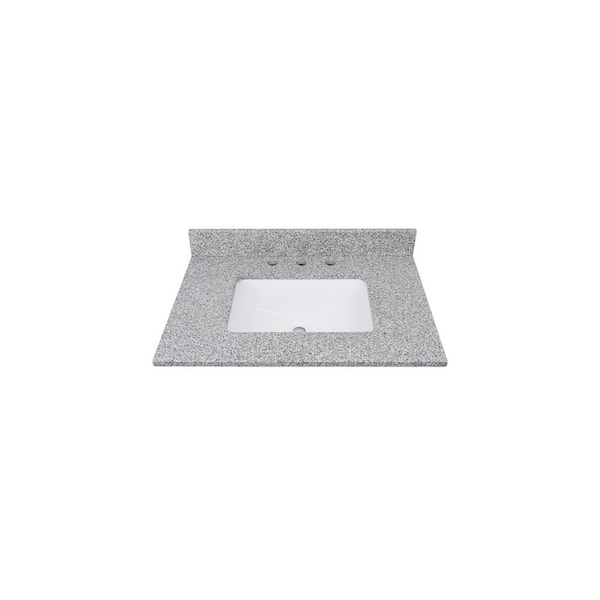 Home Decorators Collection 31 in. W x 22 in D Granite White Rectangular Single Sink Vanity Top in Gray