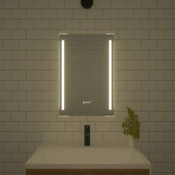 TaiMei 20 in. W x 30 in. H Frameless Rectangular LED Single Bathroom Vanity Mirror in Polished Crystal