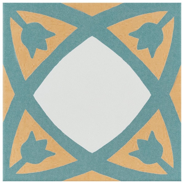 Merola Tile Revival Tulip Encaustic 7-3/4 in. x 7-3/4 in. Ceramic Floor and Wall Tile (0.42 sq. ft./Each)