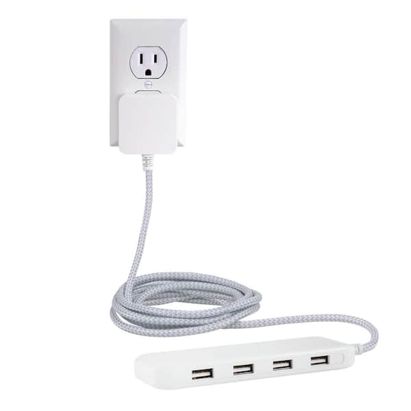 GE UltraPro 4-Port USB Power Strip with 6 ft. Braided Cord