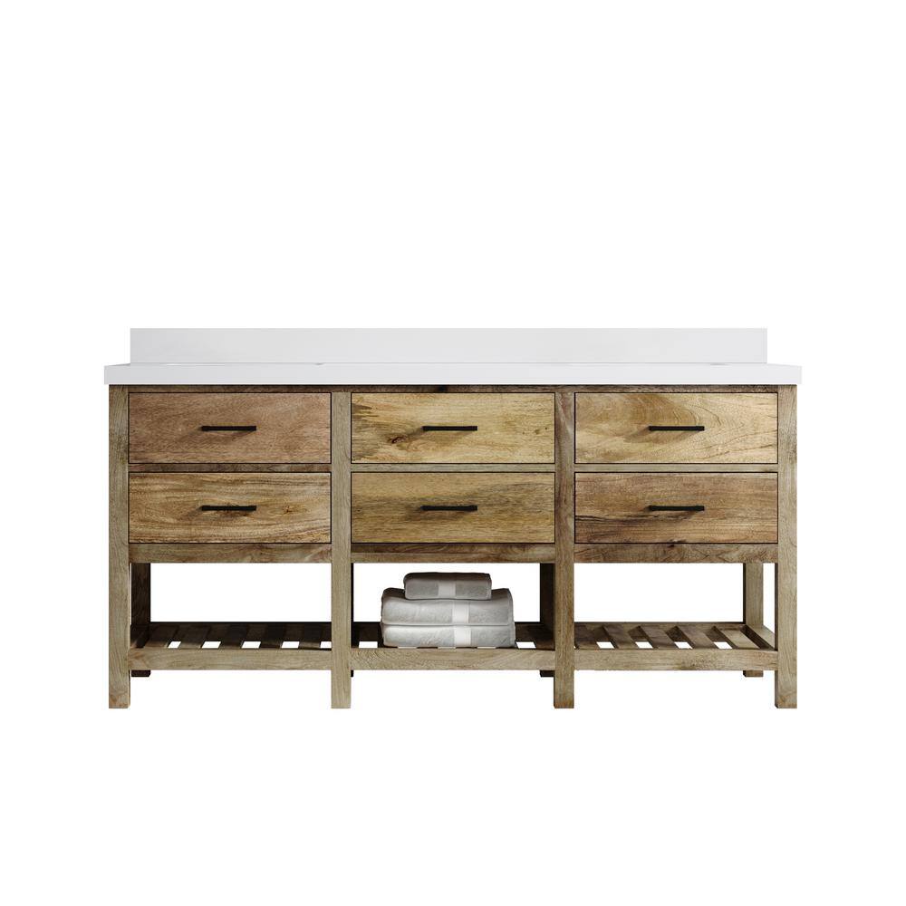 Parker Mango 72 in. W x 22 in. D x 36 in. H Double Sink Bath Vanity in Natural Mango with 2 in. White Qt. Top price history on PriceWatchPro