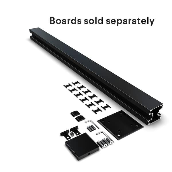 HOFT Line Post Kit - 44 in. x 3 in. x 3 in. Black Aluminum Railing Line Post and Hardware - Kit C4
