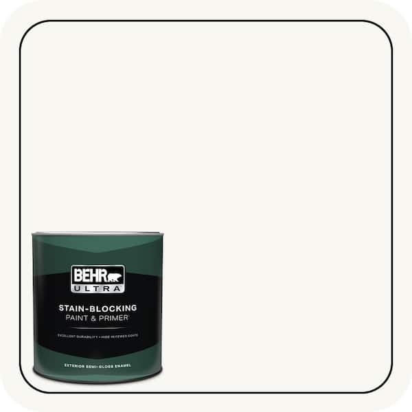 BEHR ULTRA 1 qt. Ultra Pure White Semi-Gloss Enamel Exterior Paint & Primer