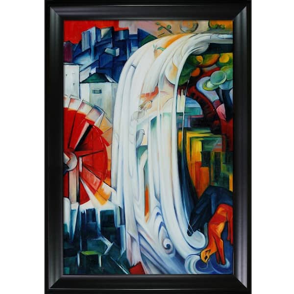 LA PASTICHE The Bewitched Mill by Franz Marc Black Matte Framed Abstract Oil Painting Art Print 29 in. x 41 in.