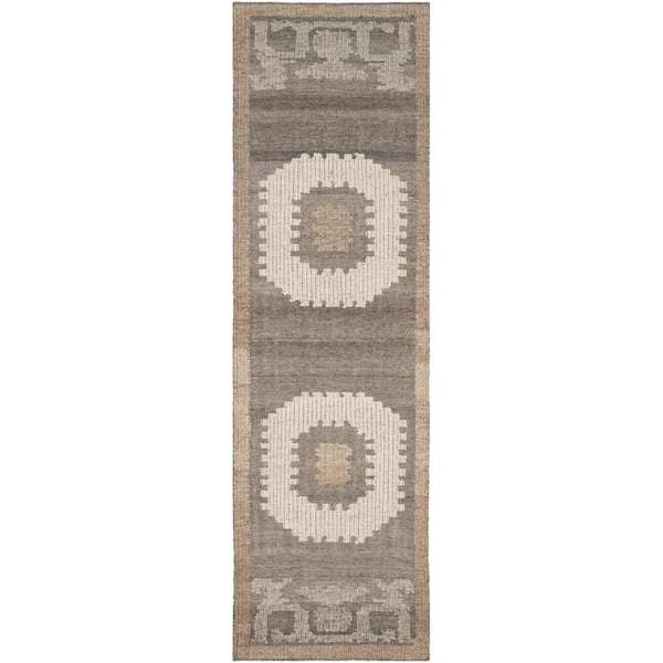 SAFAVIEH Kenya Ivory/Brown 2 ft. x 8 ft. Border Runner Rug
