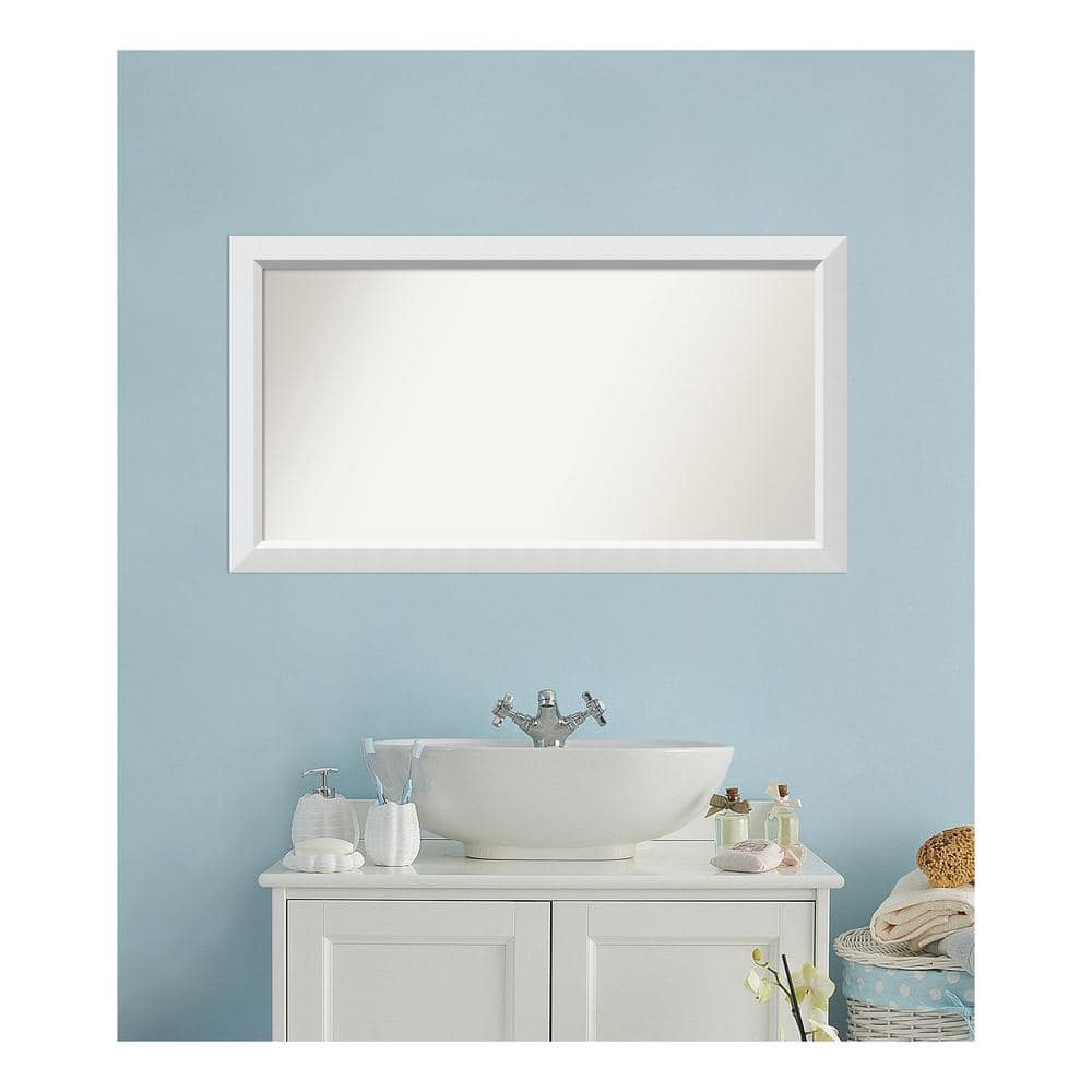 Blanco White 44.25 in. x 24.25 in. Custom Non-Beveled Wood Framed Bathroom 