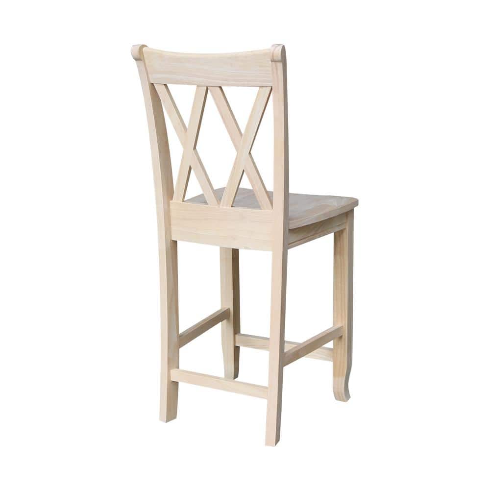Eco-Friendly Parawood 24" Swivel Double X-Back Barstool - Unfinished