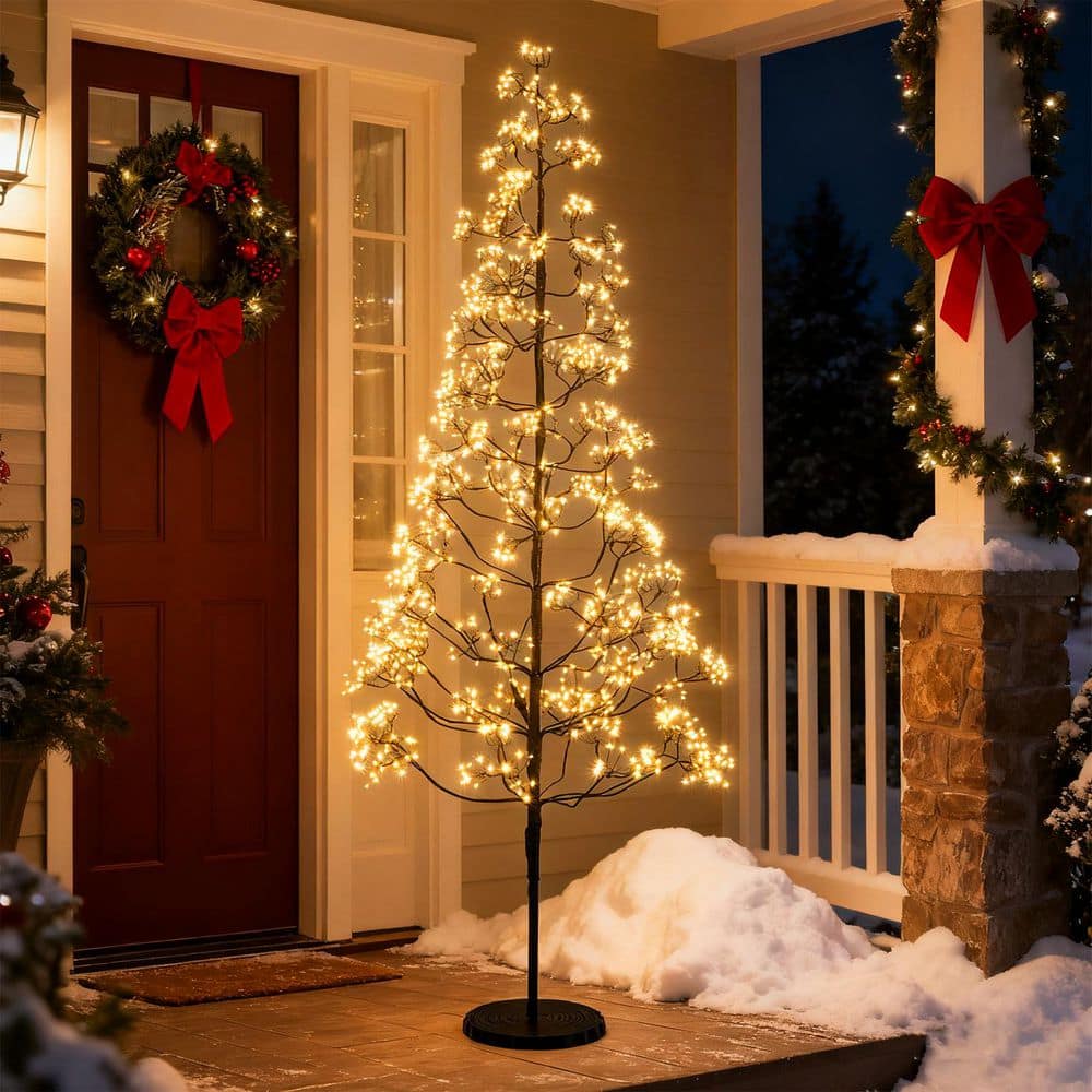 しろ　シトラスブリス、ティーツリー 21in Ceramic Christmas Tree, Hand-Painted Holiday Decor w/ LED