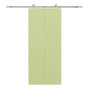 Diamond 30 in. x 96 in. Fully Assembled Sage Green Stained MDF Modern Sliding Barn Door with Hardware Kit