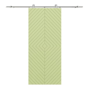 Diamond 42 in. x 80 in. Fully Assembled Sage Green Stained MDF Modern Sliding Barn Door with Hardware Kit