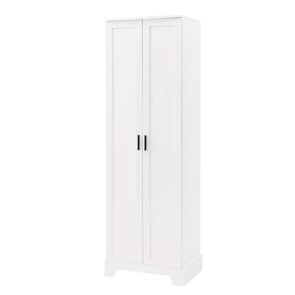 Bnuina 23.3 in. W x 16.9 in. D x 71.2 in. H White Free-Standing Tall Linen Cabinet with Anti-Tipping Device in White
