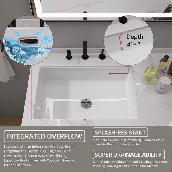 Ｆ様 Zeafive 24 in. Undermount Rectangular Bathroom Sink with