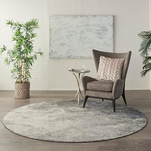 Passion Charcoal Ivory 8 ft. x 8 ft. Abstract Contemporary Round Rug