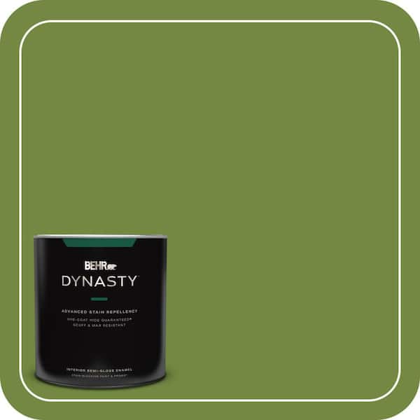 BEHR DYNASTY 1 qt. #MQ4-44 Green Dynasty One-Coat Hide Semi-Gloss Enamel Interior Stain-Blocking Paint and Primer