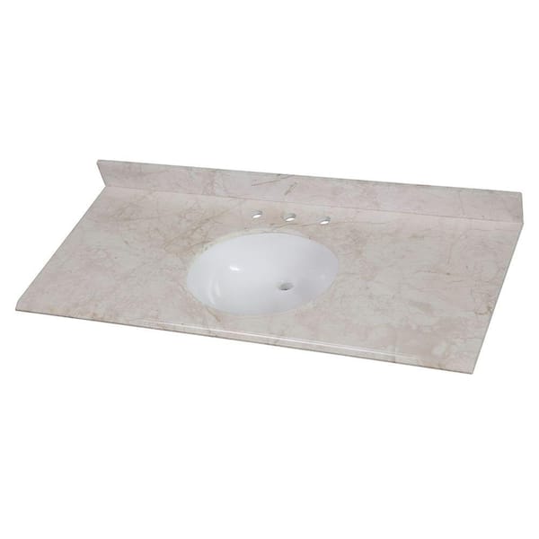 Home Decorators Collection 49 in. W x 22 in. D Stone Effects Vanity Top in Dune with White Sink