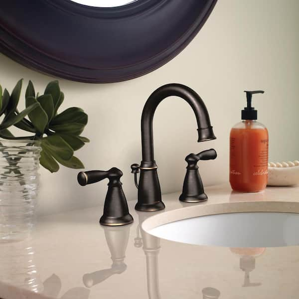 MOEN cheapest Banbury 8 in. Widespread Double Handle High-Arc Bathroom Faucet 84947BRB