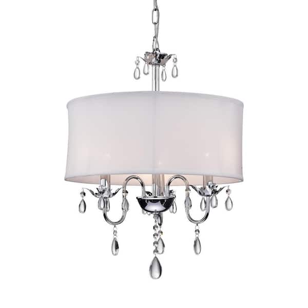 Melissa 3-Light Chrome Crystal Chandelier with Fabric Shade