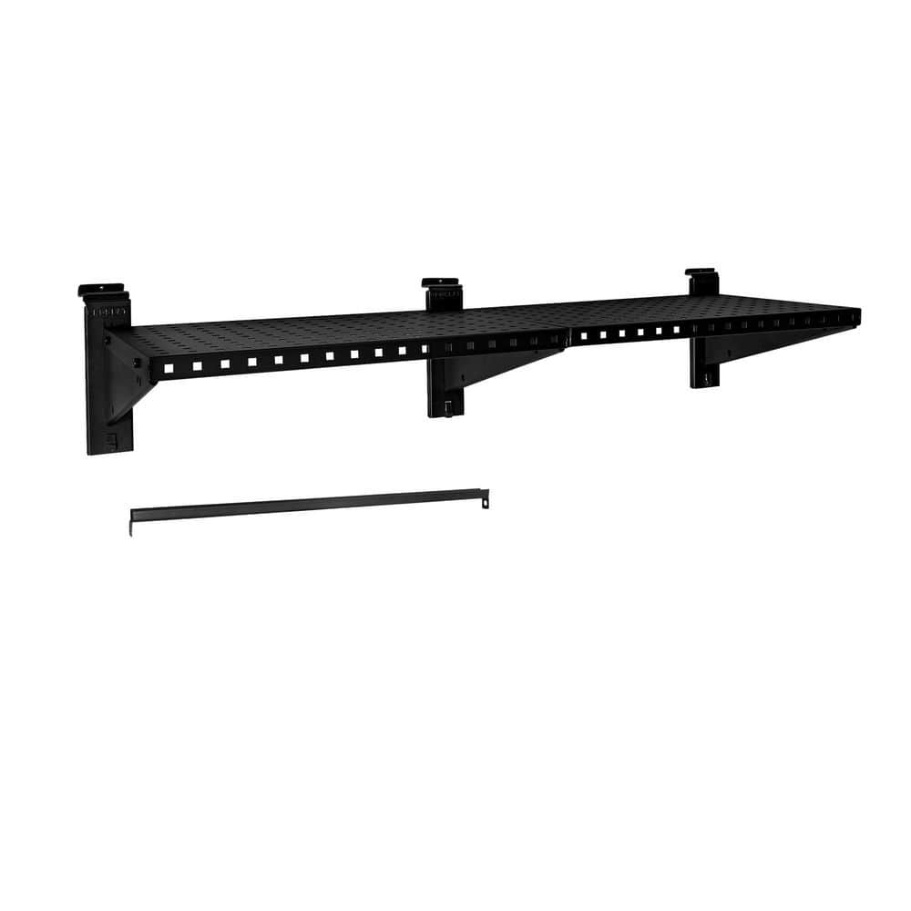 48 in. W x 16 in. D Slat Wall Panel Accessories Stealth Shelf with Clothin.g Pole in. Black (2-Piece) price history on PriceWatchPro