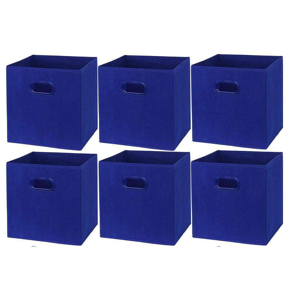 Blue 11 in. x 11 in. Cardboard Decorative Basket Set of 6 with