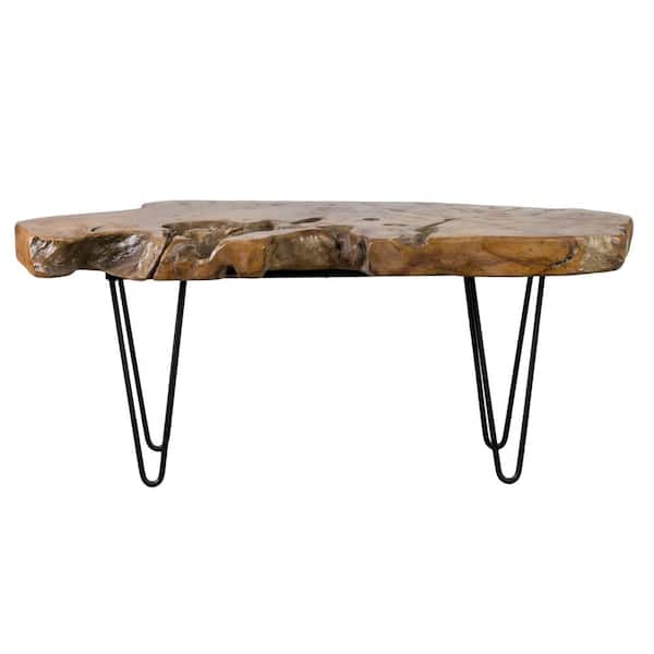 East At Main Josie 43 in. Brown/Black Large Rectangle Wood Coffee Table with Live Edge