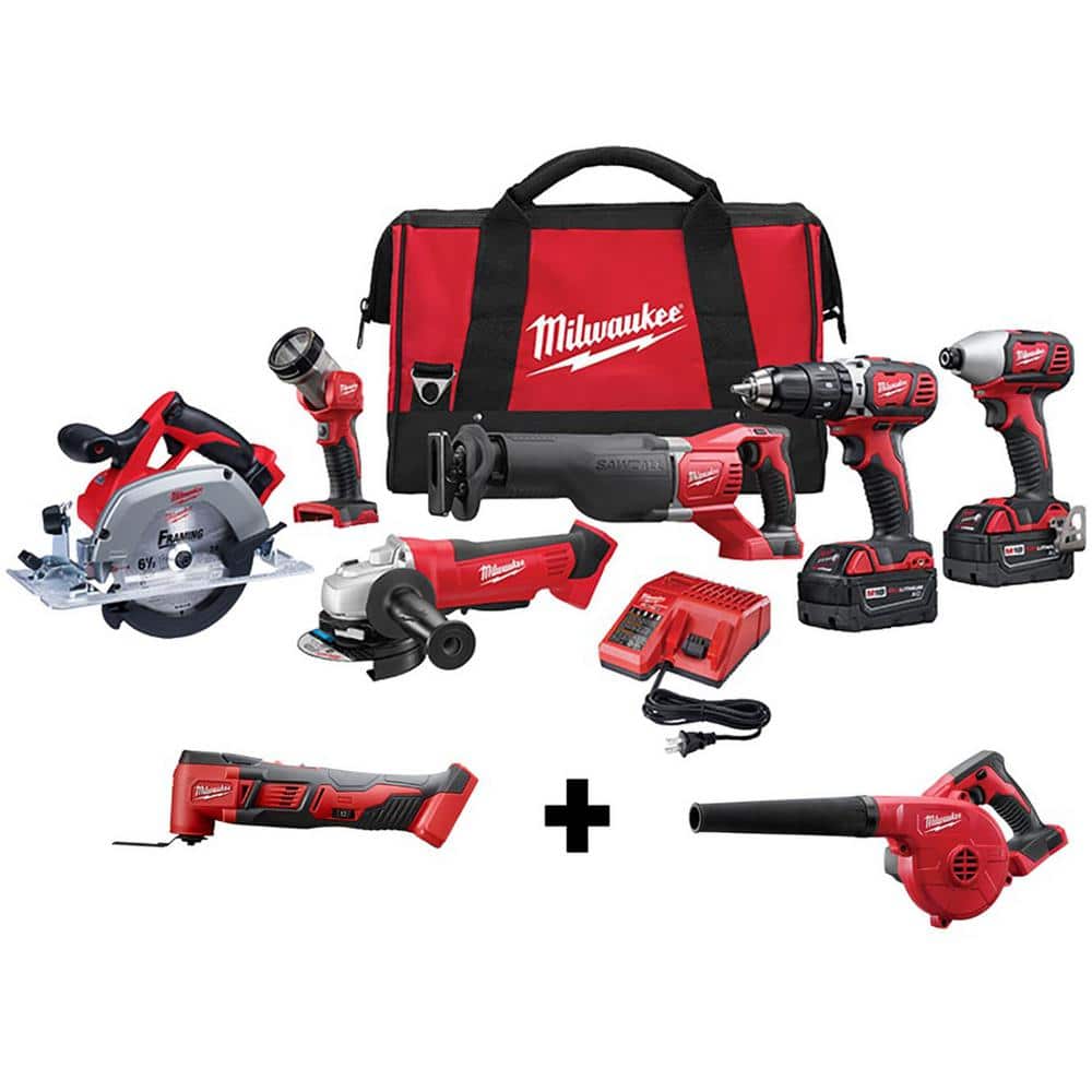 Milwaukee M18 18V Lithium-Ion Cordless Combo Tool Kit (4-Tool) with M18 Oscillating Multi-Tool and Blower -  2696-26-2626-2