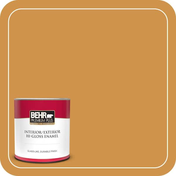 BEHR PREMIUM PLUS 1 qt. #M260-6 Sweet Mustard Hi-Gloss Enamel Interior/Exterior Paint & Primer