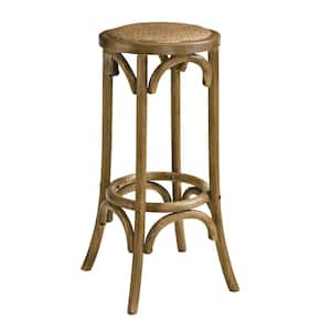 Posy 30 in. Brown Backless Wood Counter Stool with Rattan Seat