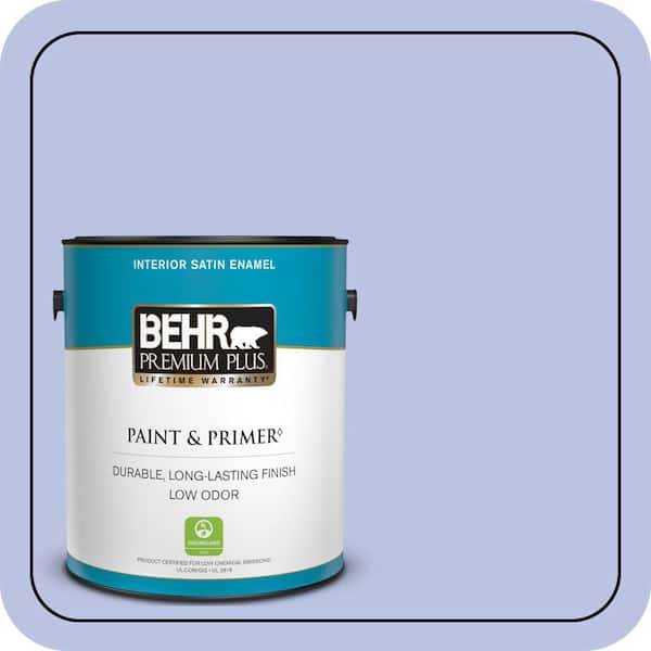 BEHR PREMIUM PLUS 1 gal. #600A-3 California Lilac Satin Enamel Low Odor Interior Paint & Primer
