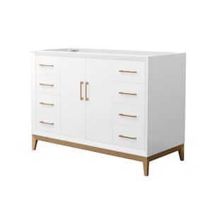 Amici 47.75 in. W x 21.75 in. D x 34.5 in. H Single Bath Vanity Cabinet without Top in White with Satin Bronze Trim