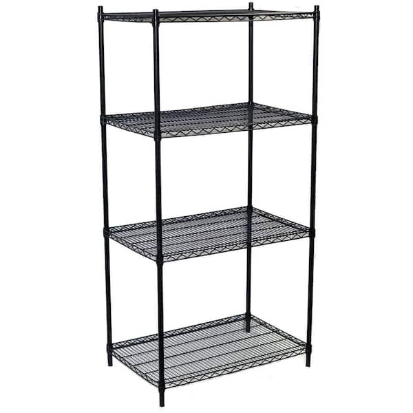 Storage Concepts Black 4-Tier Steel Wire Shelving Unit (36 in. W x 63 in. H x 18 in. D)
