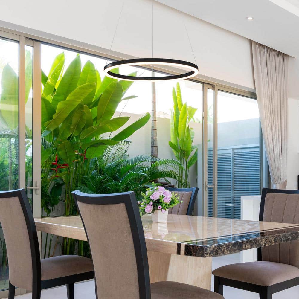 Tania 24" Black Aluminum LED Ring Chandelier