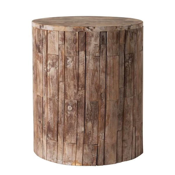 ATENGNES Portable Adaptable Outdoor Brown Wood Round Rustic Garden Stool Seating Furniture Ideal for Entertaining, Garden, Decor