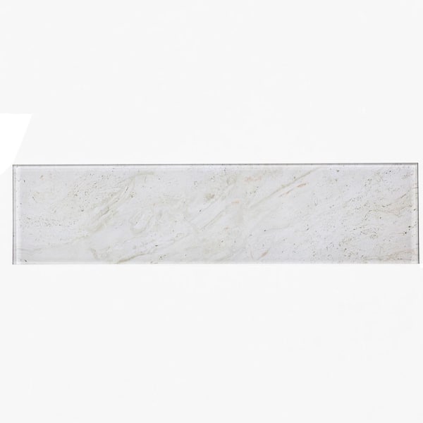Nature Glossy Beige Large Format Subway 4 in. x 16 in. Glass Wall Tile (16 sq. ft./Case)