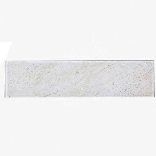 ABOLOS Tuscan Design Crema Marfil Large Format Subway 4 in. x 16 in. Glossy Marble Look Glass Wall Tile (2.66 sq. ft./Case)