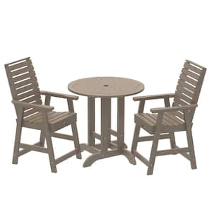 Glennville Woodland Brown Counter Height Plastic Outdoor Dining Set in Woodland Brown Set of 2