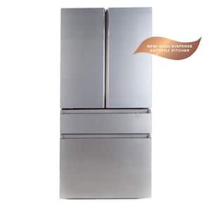 28.7 cu. ft. Smart Four Door French Door Refrigerator in Platinum Glass with Dual-Dispense Autofill Pitcher