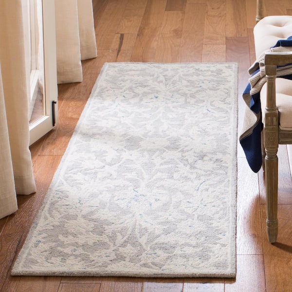 Micro-Loop Gray/Ivory 2 ft. x 7 ft. Geometric Runner Rug