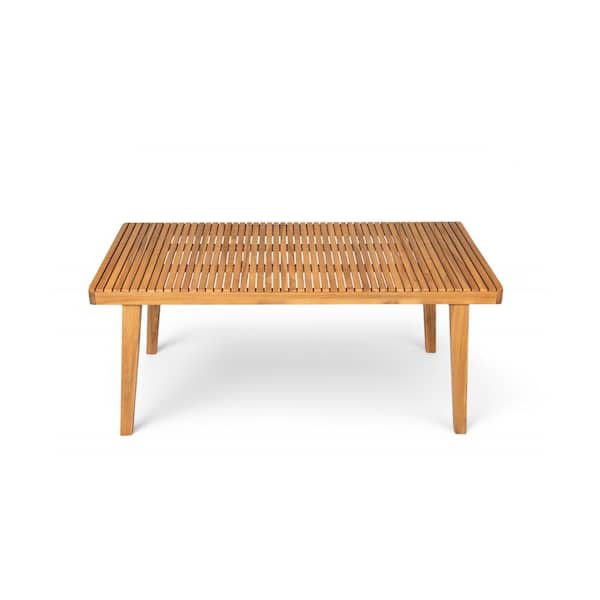 69 in. Natural Acacia Wood Outdoor Dining Table with Slatted Top, 300 lbs. Weight Capacity