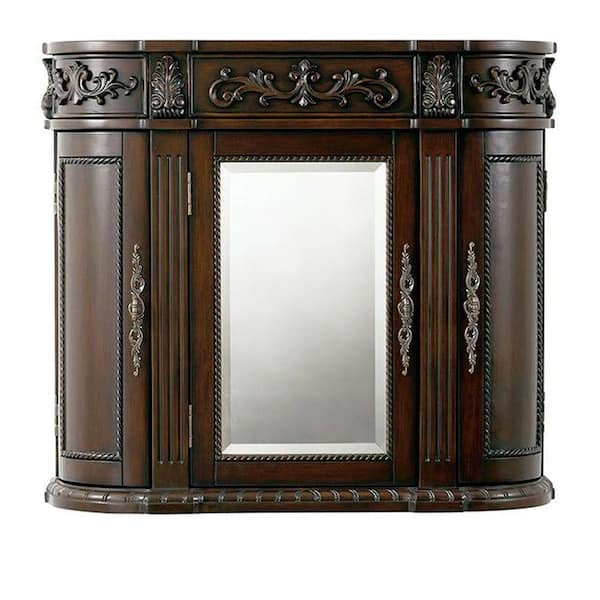 Home Decorators Collection Chelsea 31-1/2 in. W Bathroom Storage Wall Cabinet with Mirror in Antique Cherry