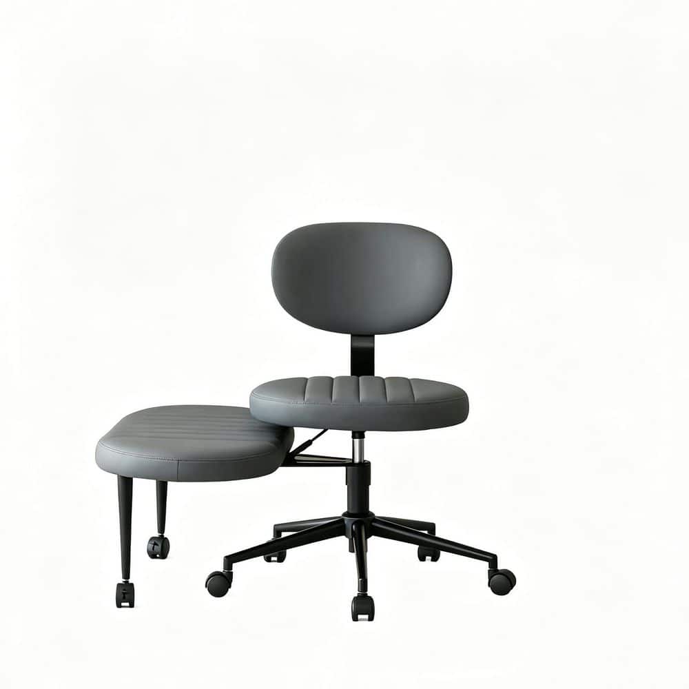 Faux Fur Ergonomic Guest Office Chair in Gray with Wheels, Multi-Position Cross Legged Design price history on PriceWatchPro