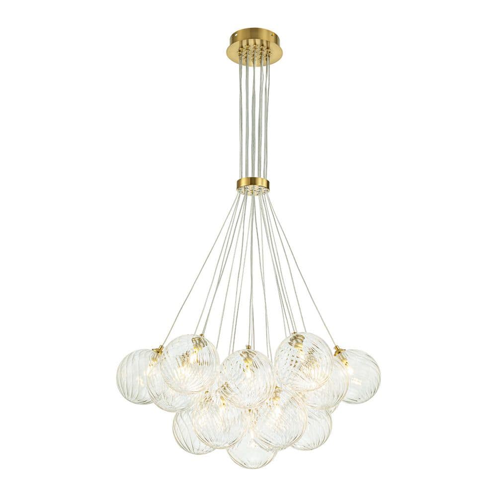 Bolton 19-Light Brass Modern Bubble Cluster, Sputnik Globe Bubble Chandelier with Swirled Glass Shades for Living Room price history on PriceWatchPro