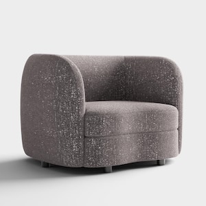 Julia Gray Boucle Polyester Fabric Modern Accent Barrel Chair With Wood Legs
