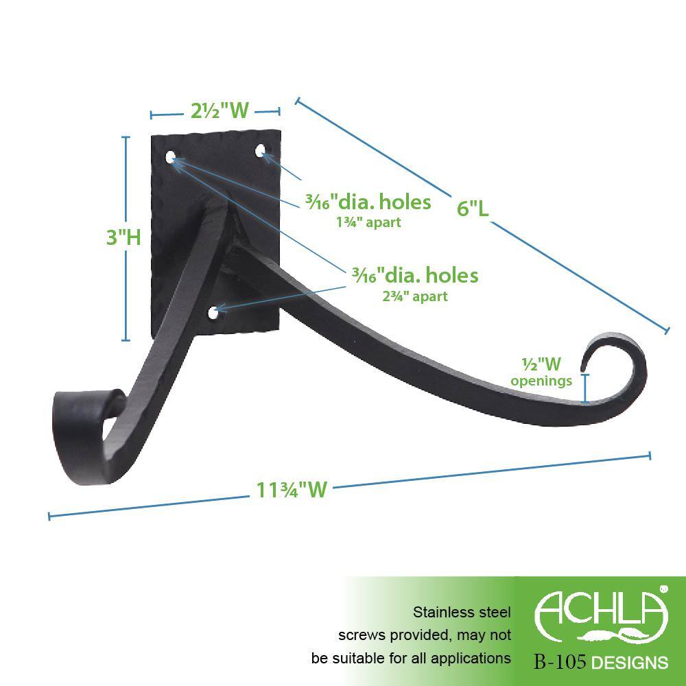 Black Wrought Iron Wall Bracket with Multiple Hooks