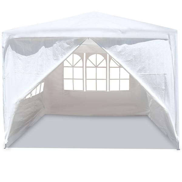 Unbranded 10 ft. x 10 ft. White Heavy Duty Gazebo Wedding Canopy, Outdoor Party Tent with 4 Removable Walls