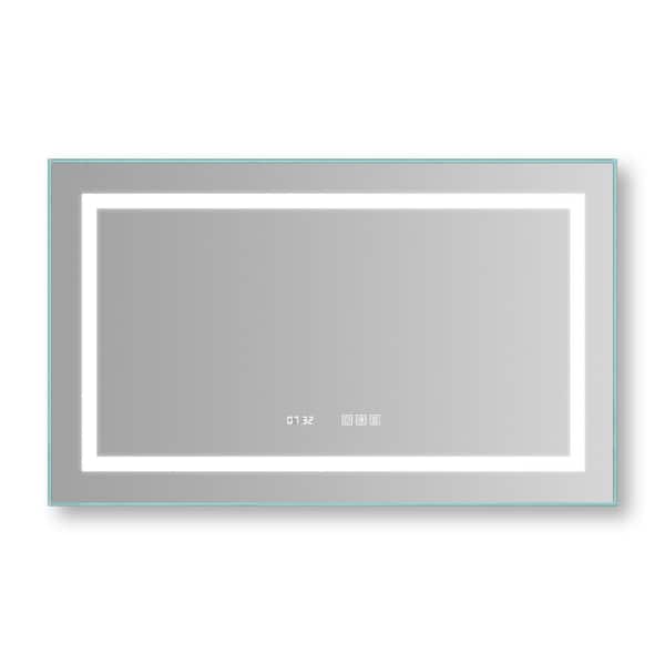 CASAINC 40 in. W x 24 in. H Large Rectangular Frameless Anti-Fog LED Wall Mounted Bathroom Vanity Mirror With Lights
