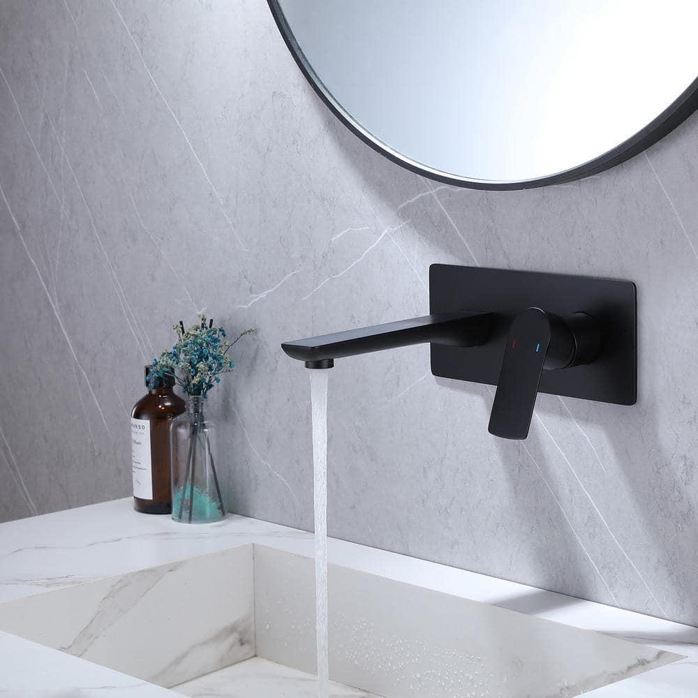 Matte Black Single-Handle Wall-Mount Bathroom Faucet